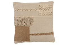 Kussen Franjes Vierkant Katoen Beige