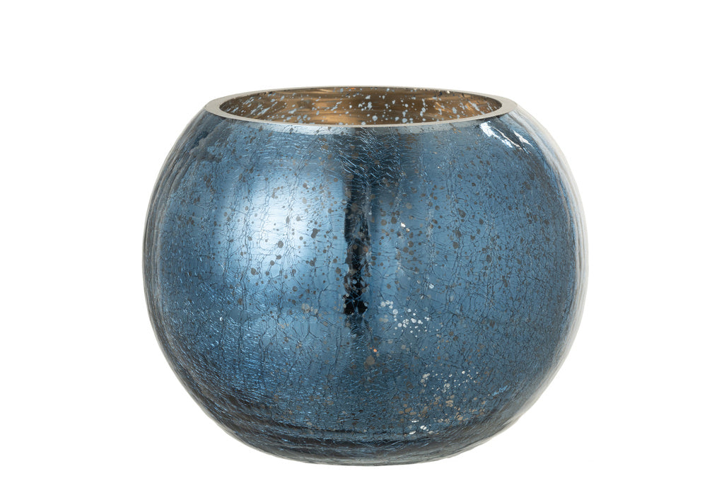 J-LINE WINDLICHT BAL CRAQUELÉ GLAS – PARELMOEREFFECT BLAUW LARGE