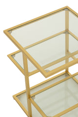 J-LINE BIJZETTAFEL IJZER/GLAS GOUDKLEURIG