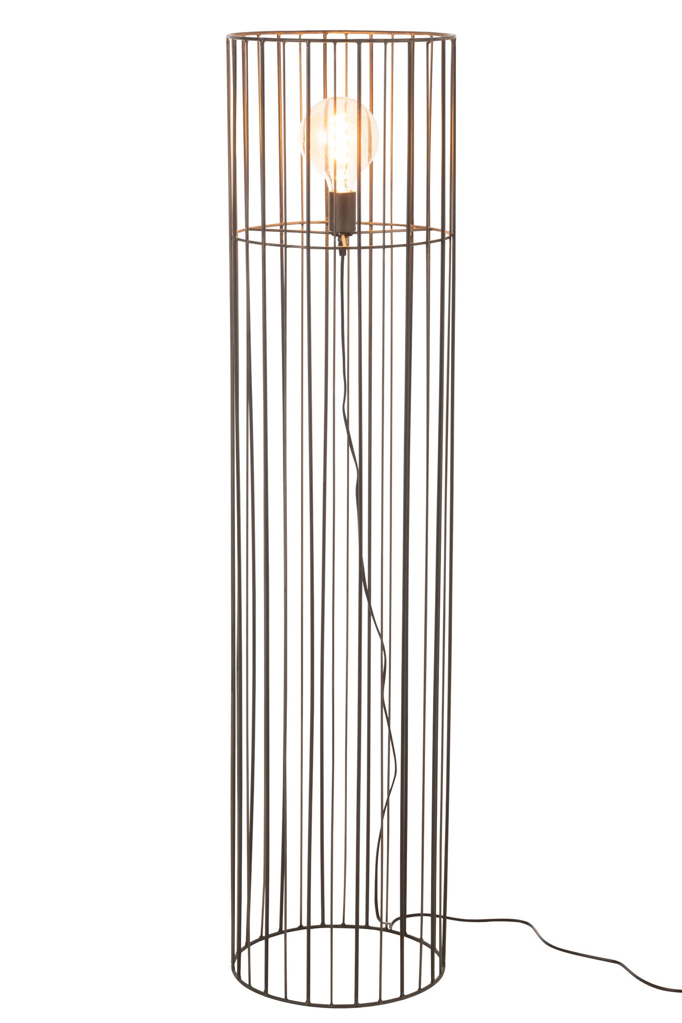 Staande ronde lamp van zwart metaal