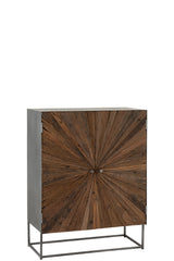 J-LINE KAST SHANIL 2-DEURS HOUT/IJZER NATUREL/GRIJS