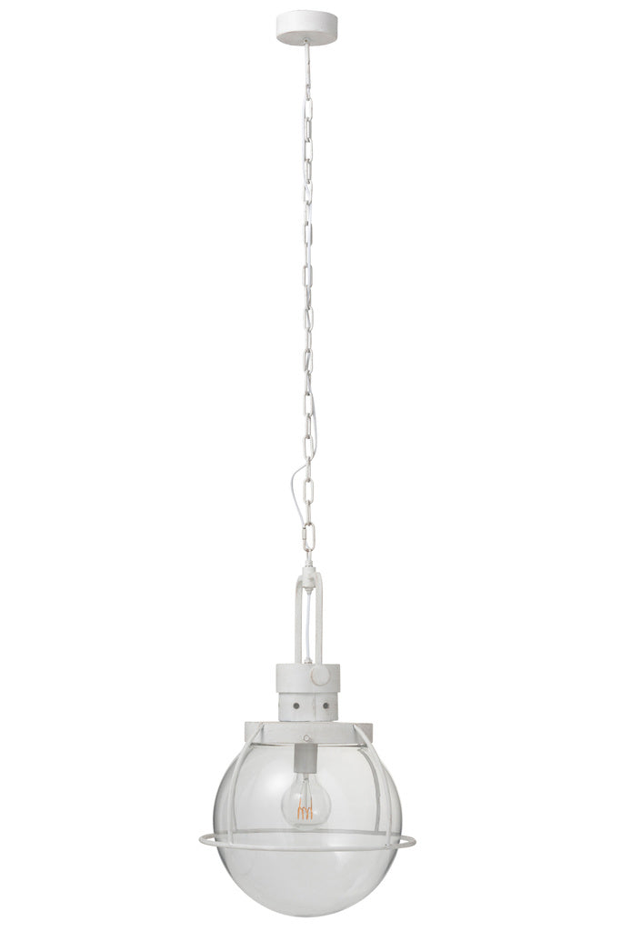 J-LINE HANGLAMP BALL GLAS/METAAL WIT