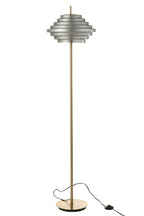 Lamp op voet LED, goudkleurig metaal/gerookt glas