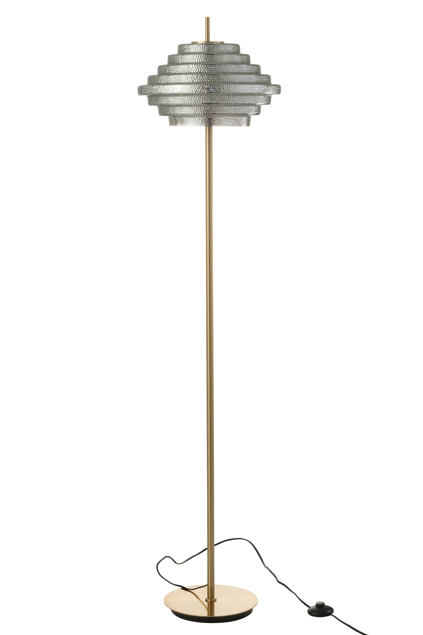 Lamp op voet LED, goudkleurig metaal/gerookt glas