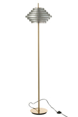 Lamp op voet LED, goudkleurig metaal/gerookt glas