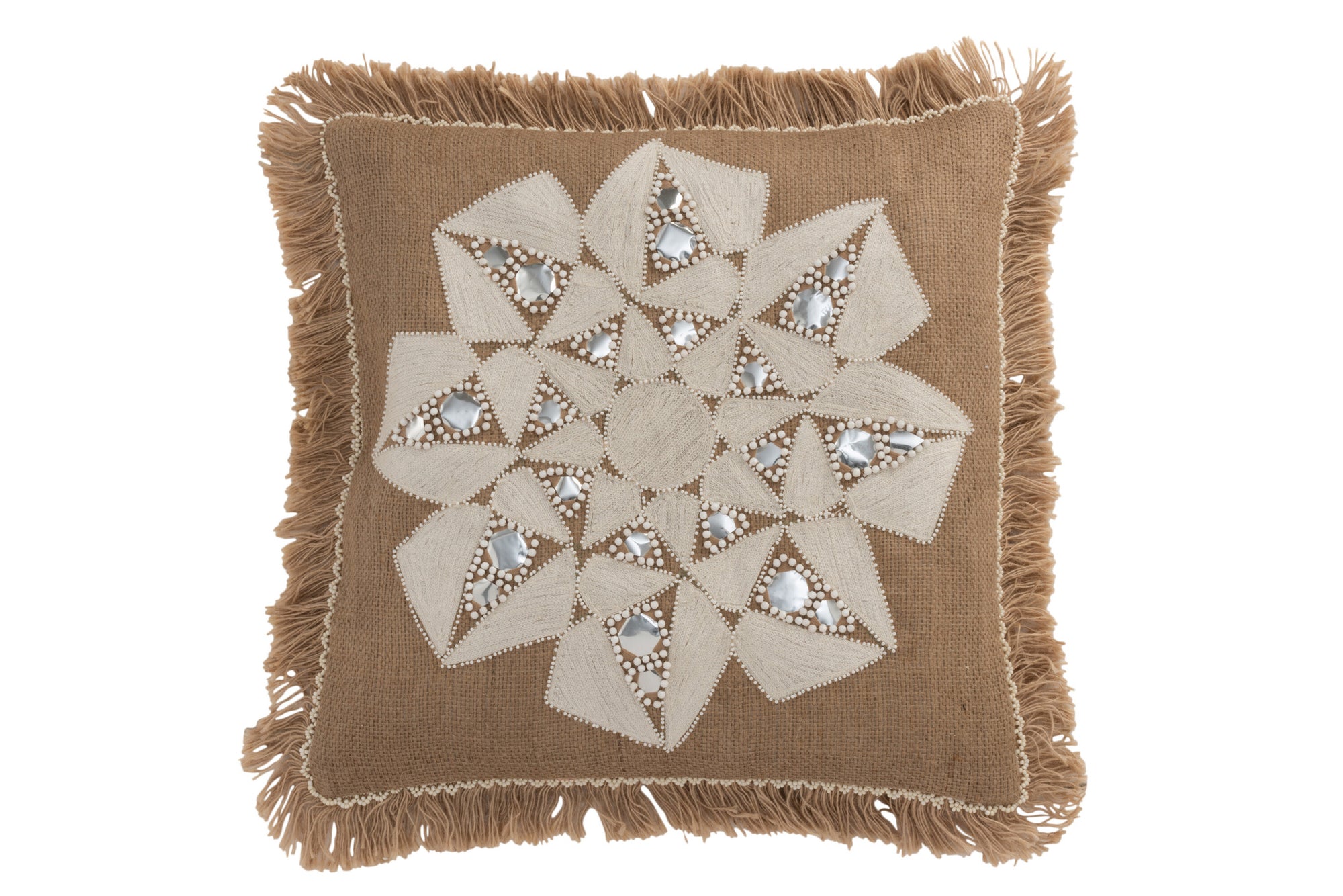 Kussen Bloem Abstract Jute Natuurlijk/Beige
