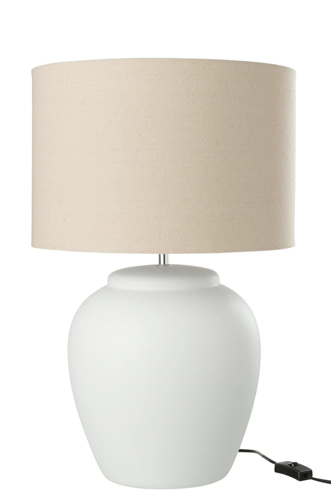 Lamp Meli + Kap Keramiek Linnen Wit Groot