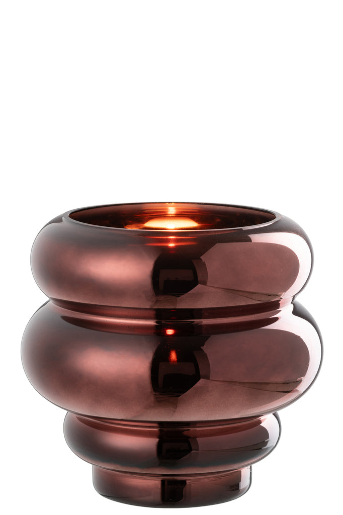 J-LINE THEELICHTHOUDER/VAAS CLÉA – GLAS PLUM