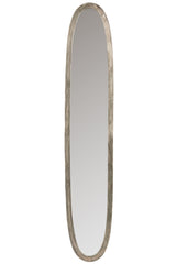 Ovale spiegel aluminium/glas antiekgrijs groot