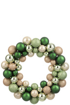 J-LINE KRANS KERSTBALLEN KUNSTSTOF MINTGROEN/ECRU