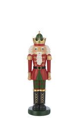 J-LINE NOTENKRAKER OP VOET LIMEPOEDER KERST ROOD/DONKERGROEN GROOT