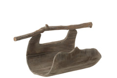 Decoratie Halve Kist Met Handvat Hout Natuurlijk