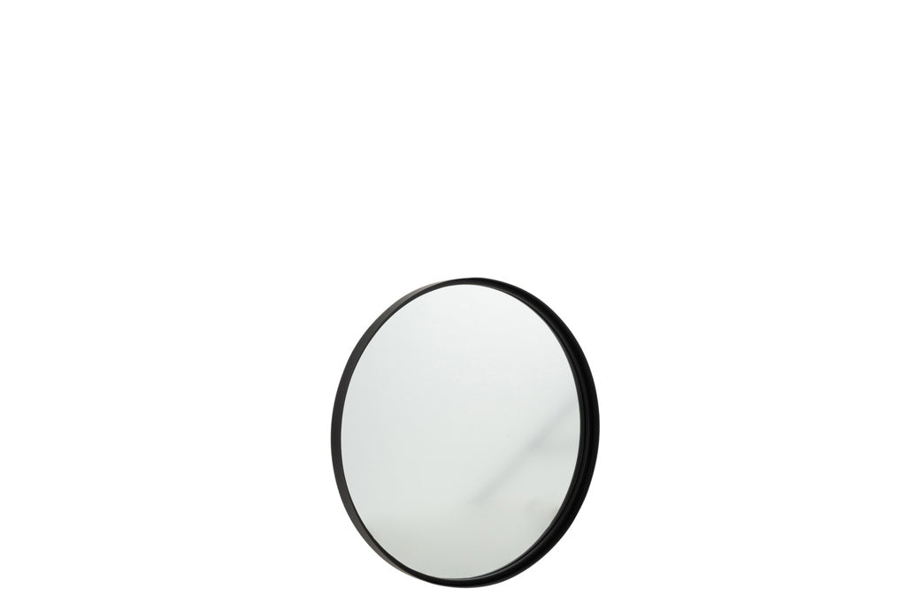 J-LINE RONDE SPIEGEL MET HOGE RAND METAAL/GLAS ZWART KLEIN