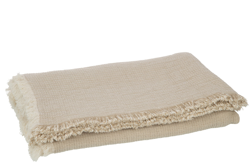 J-LINE PLAID FRINGES – KATOEN MUSLIN DONKERBEIGE