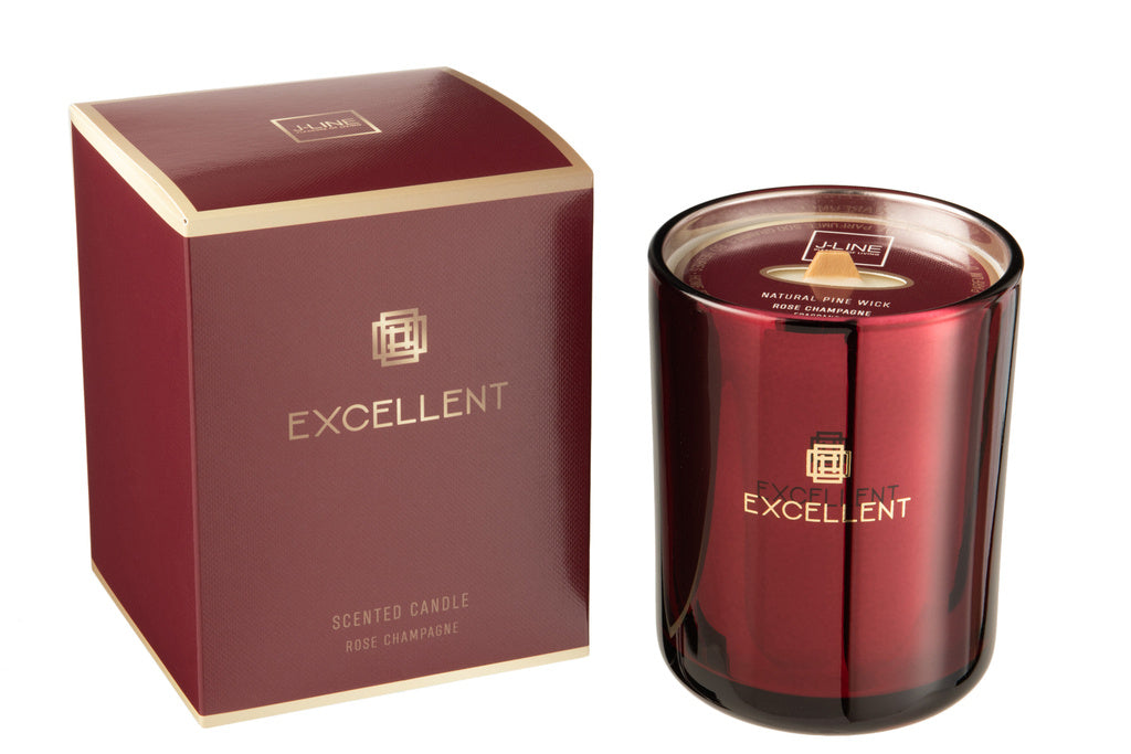 J-Line Scented Candle Excellent Rose Champagne Wine Red Medium-80U 