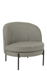 Fauteuil pied-de-poule ijzer zwart/wit