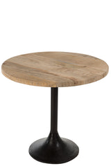 Ronde bartafel hout/metaal naturel/zwart