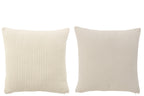 J-LINE KUSSEN VELVET VIERKANT KATOEN WIT ASSORTIMENT VAN 2