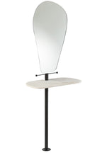 J-LINE SPIEGEL + PLANK WAND MARMER/IJZER/GLAS WIT/ZWART