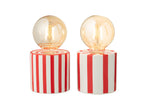 Gestreepte tafellamp van dolomiet, rood/wit, assortiment van 2