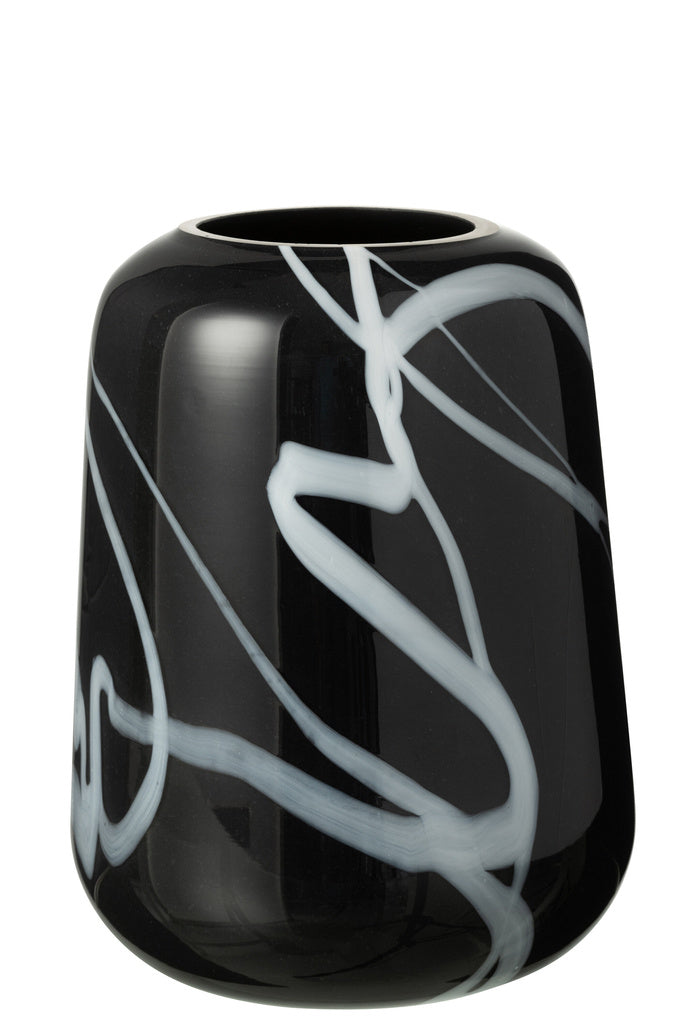 J-LINE VAZE SMOKE EFFECT SMAL – GLAS ZWART/WIT
