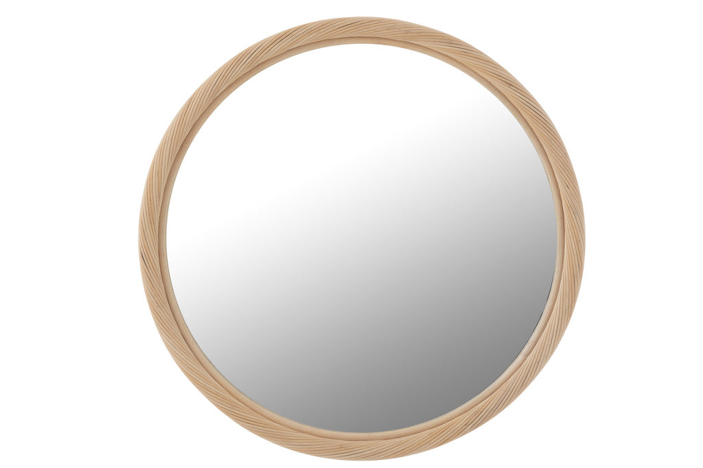J-LINE WANDSPIEGEL ROND ROTAN/GLAS NATUREL LARGE