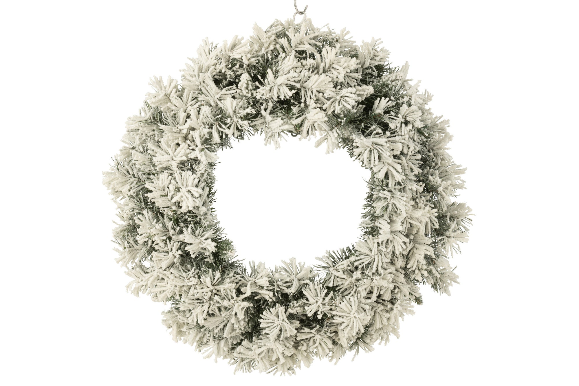 J-LINE KERSTKRANS + LED WARM WIT PLASTIC SNEEUW GROEN GROOT
