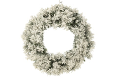 J-LINE KERSTKRANS + LED WARM WIT PLASTIC SNEEUW GROEN GROOT