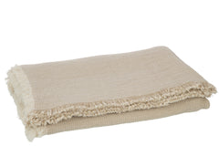 J-LINE PLAID FRINGES – KATOEN MUSLIN DONKERBEIGE