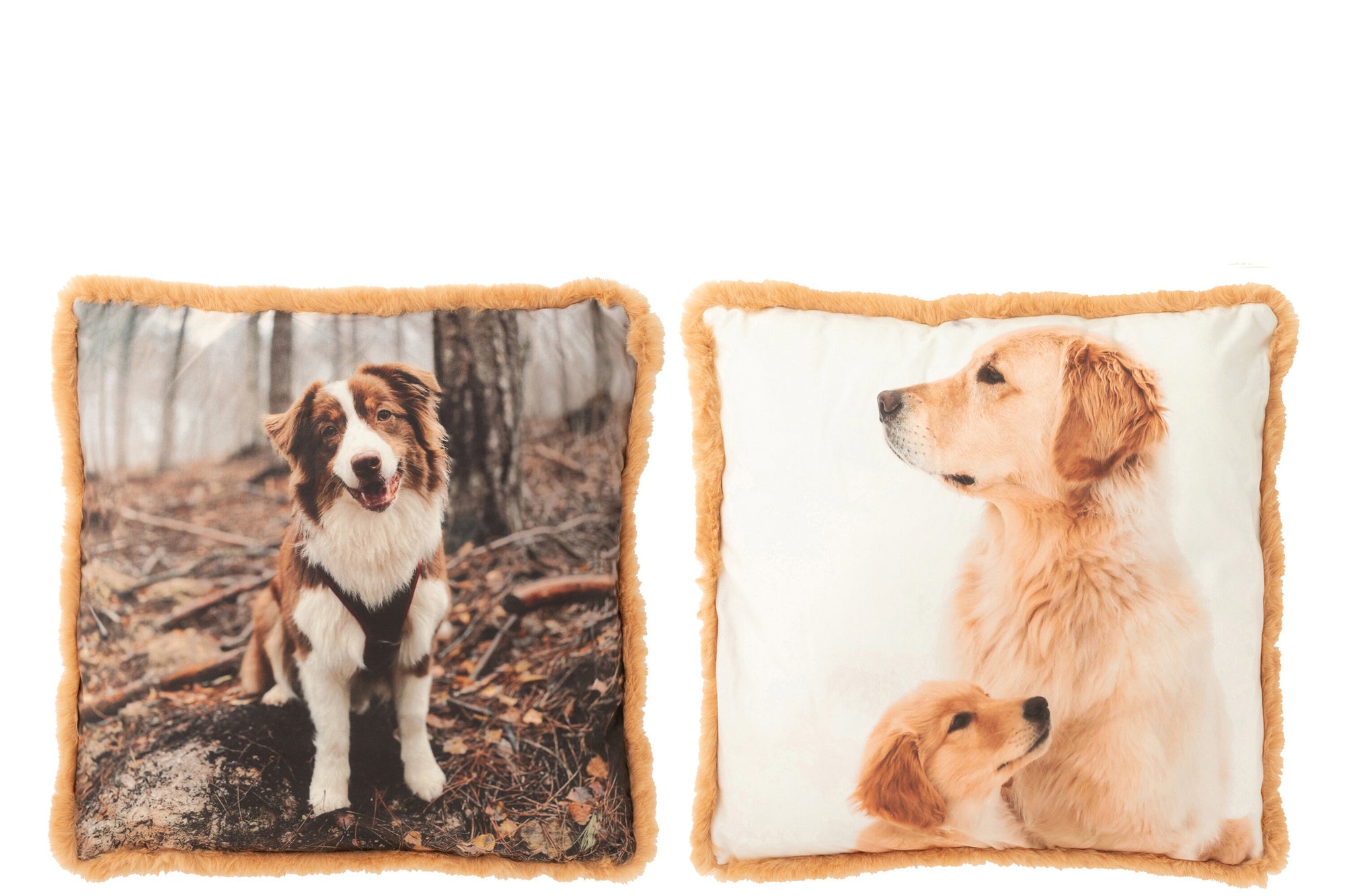 Kussen Hond Polyester Bruin/Beige Groot Assortiment Van 2