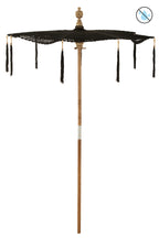 J-LINE PARASOL TASSELS COTTON/WOOD BLACK LARGE