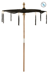 J-LINE PARASOL TASSELS COTTON/WOOD BLACK LARGE