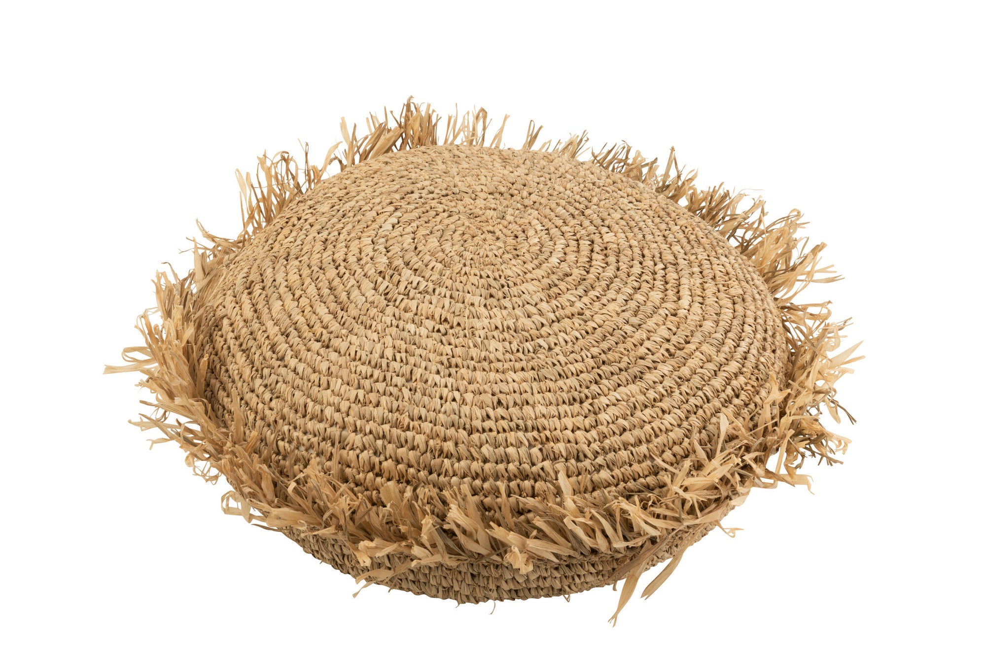 Kussen Rond Raffia Natuurlijk