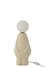 Tafellamp Glazen Bol Steengoed Beige