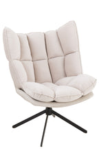 Relax-stoel met kussen op frame, textiel/metaal, beige