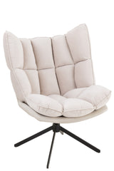 Relax-stoel met kussen op frame, textiel/metaal, beige