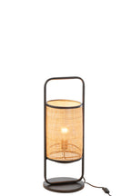Lamp op voet Elton metaal/rotan zwart/naturel klein
