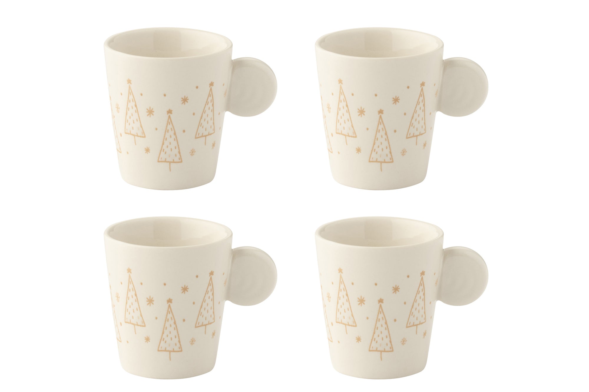 J-LINE DOOS VAN 4 KOFFIEKOPJES KERAMIEK WIT KERST