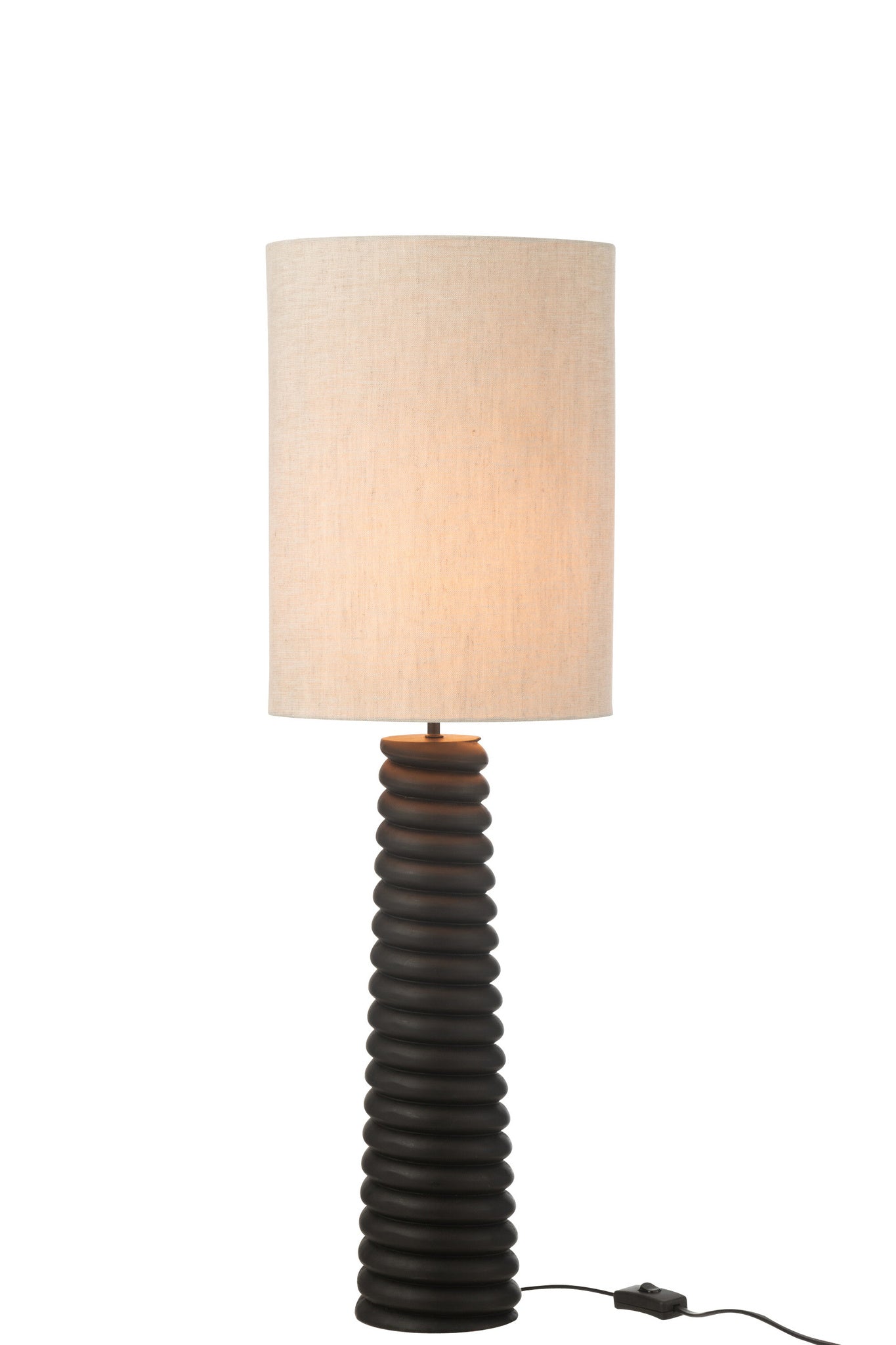 J-LINE TAFELLAMP GERIBBELD HOUT ZWART/GRIJS