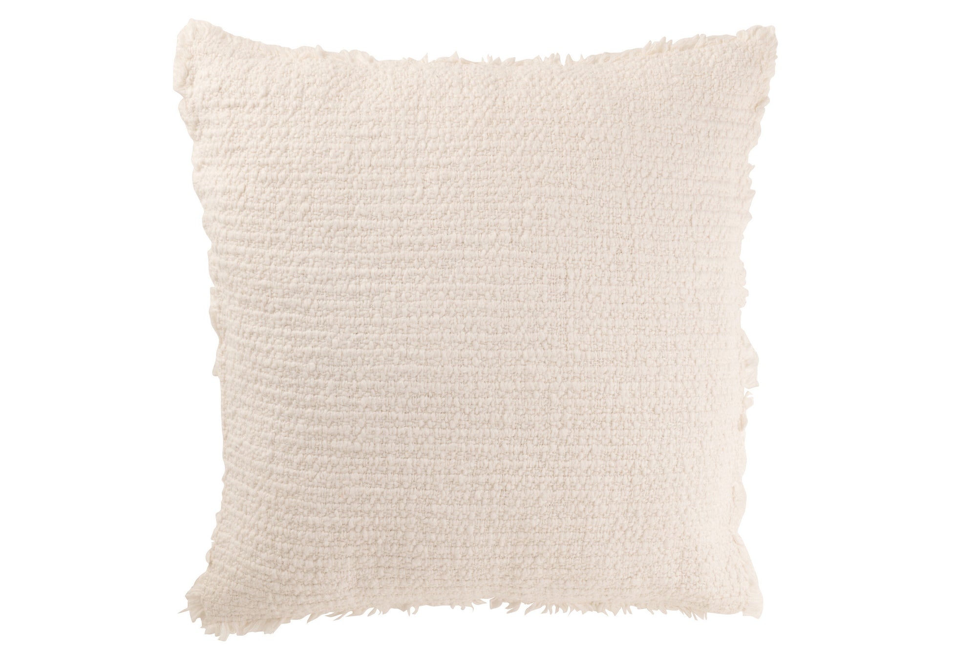 Kussen met rafelige randen Katoen/Polyester Wit