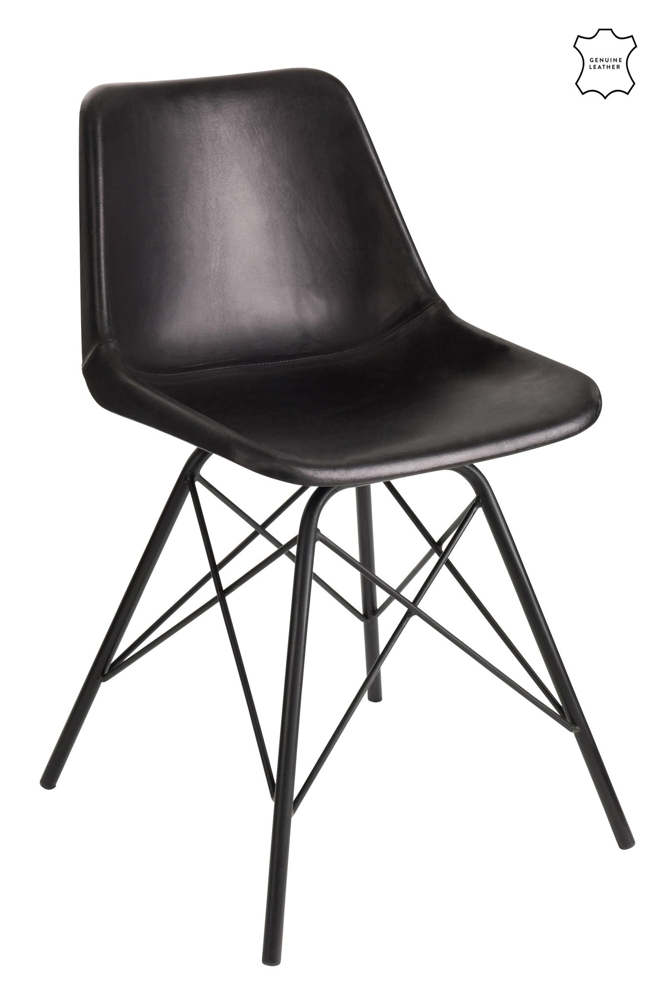 Stoel Loft leer/metaal zwart