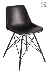 Stoel Loft leer/metaal zwart