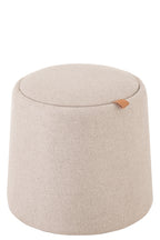 J-LINE POEF/SIDETABLE ROND TEXTIEL/HOUT BEIGE