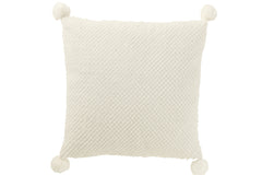 Kussen Zachte Pompons Polyester Wit