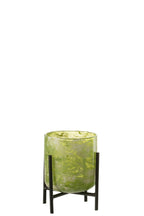 J-LINE WINDLICHT OP STANDAARD – GLAS/IJZER MARMER GROEN SMALL