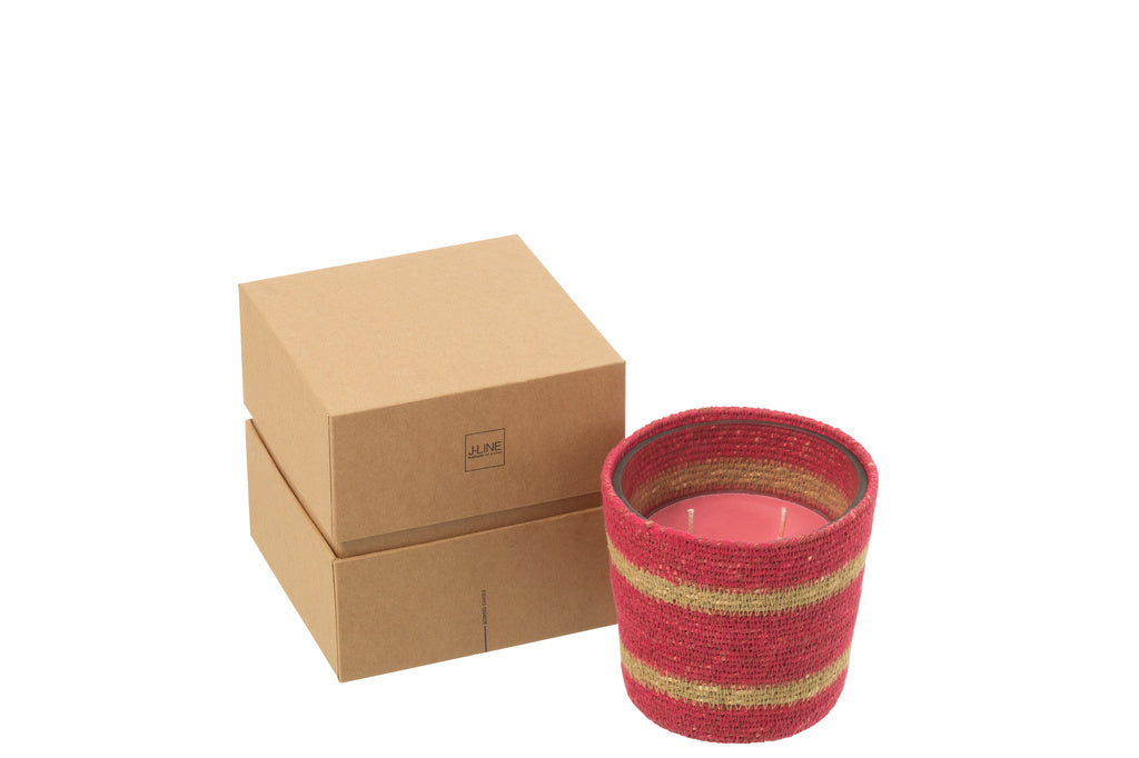 J-LINE GEURKAARS MAND WAX FUCHSIA SMALL – 45 UUR BRANDTIJD