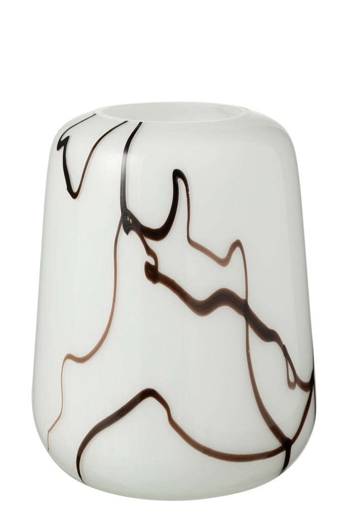 J-LINE VAZE SMOKE EFFECT SMAL – GLAS WIT/ZWART