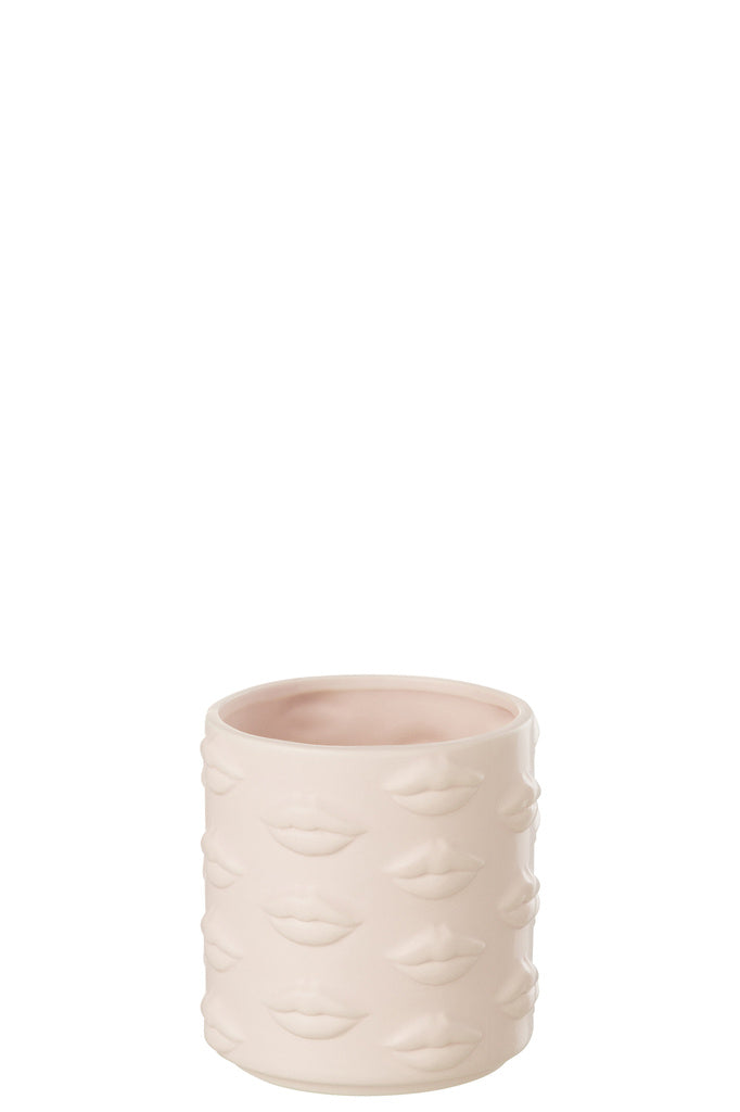 J-Line Bloempot Kiss Dolomiet Roze 2 stuks