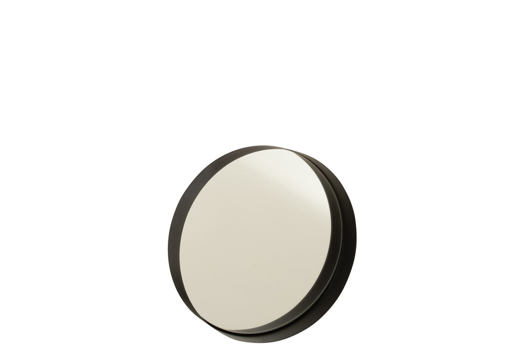 J-LINE SPIEGEL ROND METALEN RAND – ZWART SMALL
