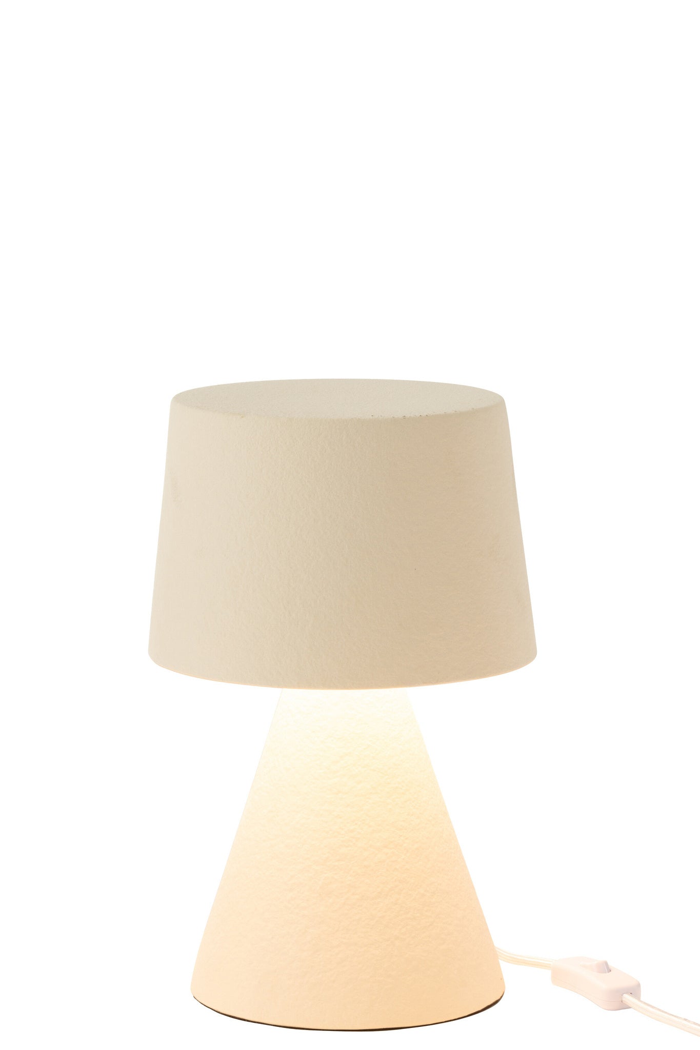 Tafellamp met kleine kap, steengoed, beige